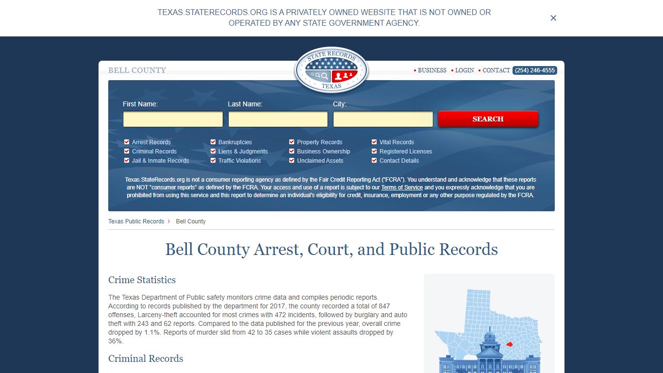 Bell County Arrest, Court, and Public Records