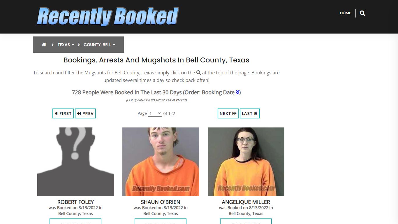 Recent bookings, Arrests, Mugshots in Bell County, Texas