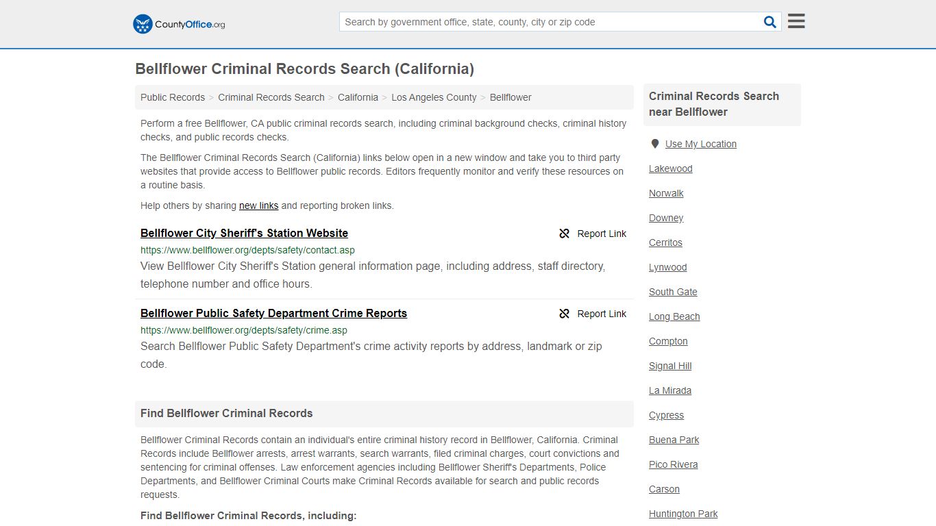 Criminal Records Search - County Office